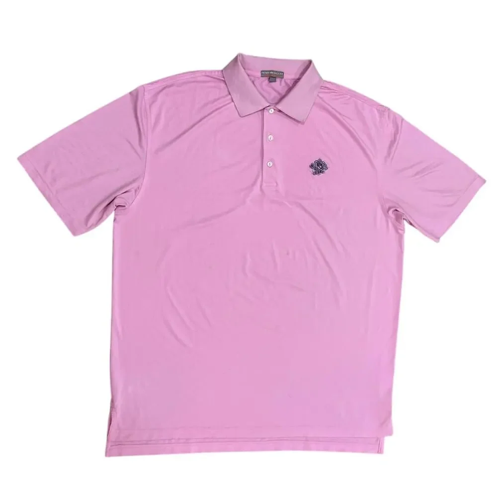 Peter Millar Summer Comfort Mens L Polo Shirt Golf Short Sleeve Pink